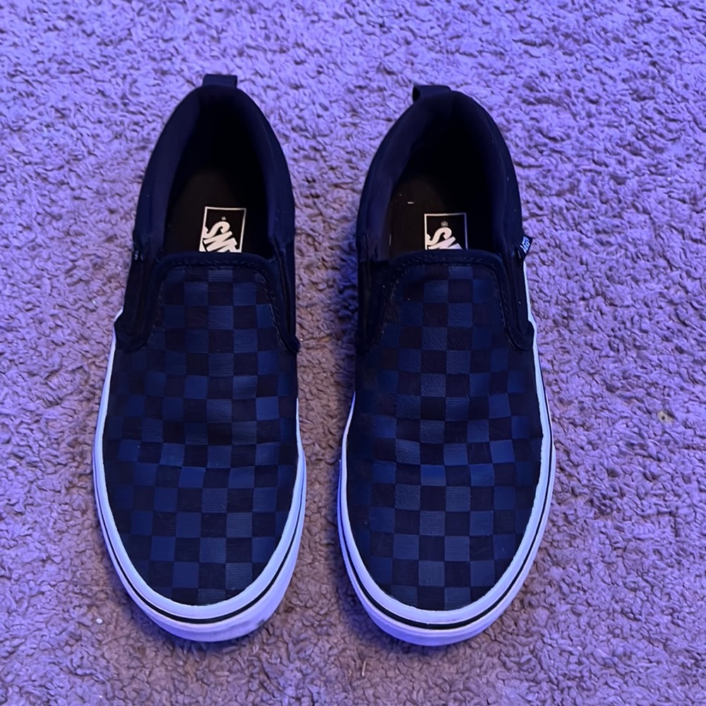 kids black checkered vans